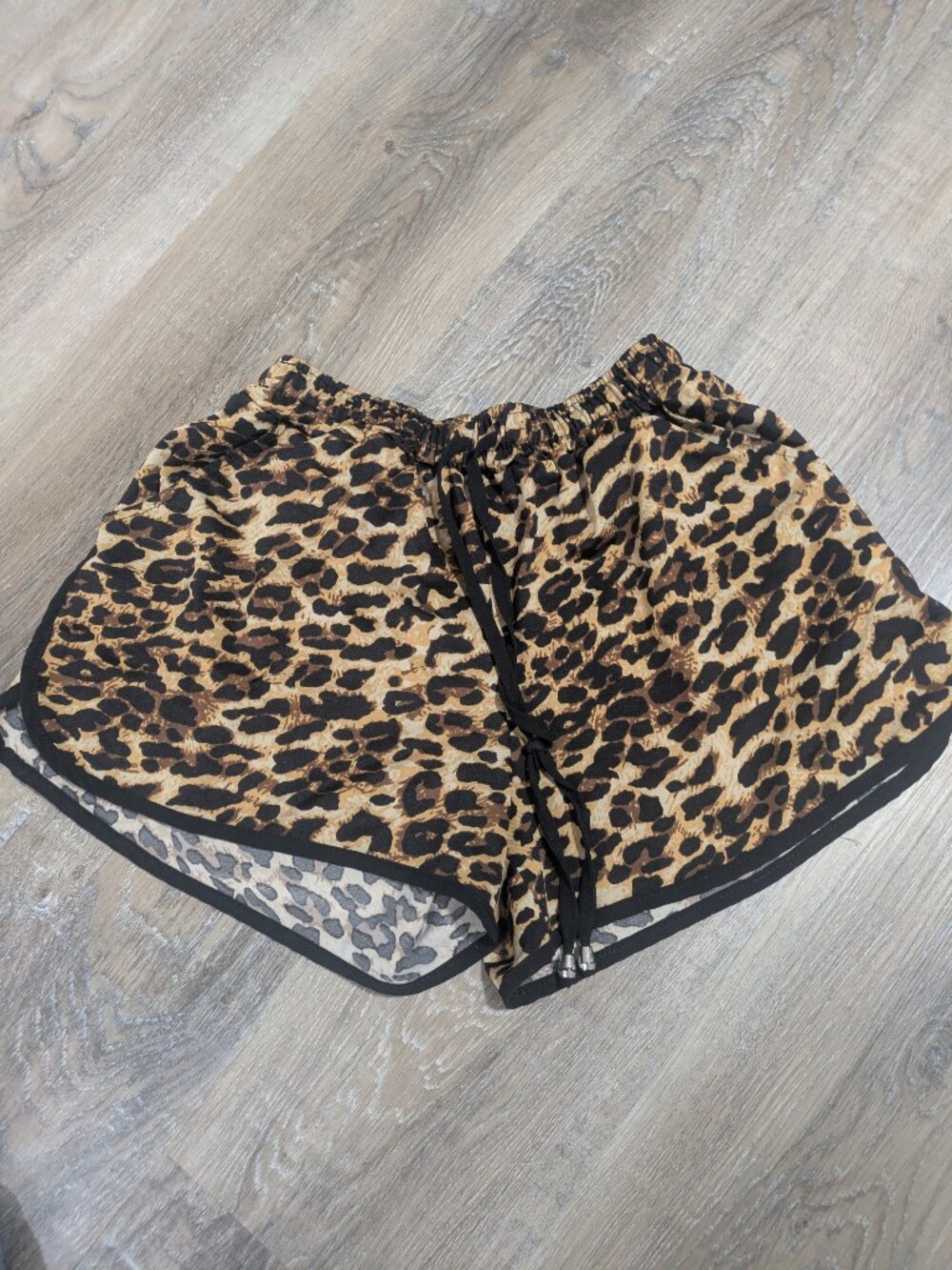Source Unknown Leopard Print Athletic Shorts - Tan & Black